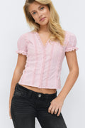14+ fitted short sleeve top - Rose