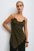 Asymmetric lace singlet - Noir