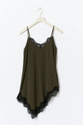 Asymmetric lace singlet - Black olive