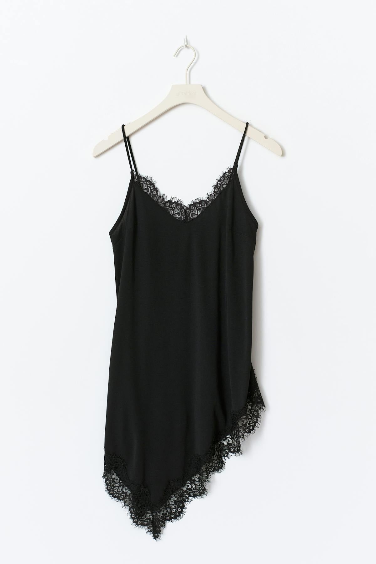 Asymmetric lace singlet - Noir