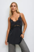 Long lace singlet - Noir
