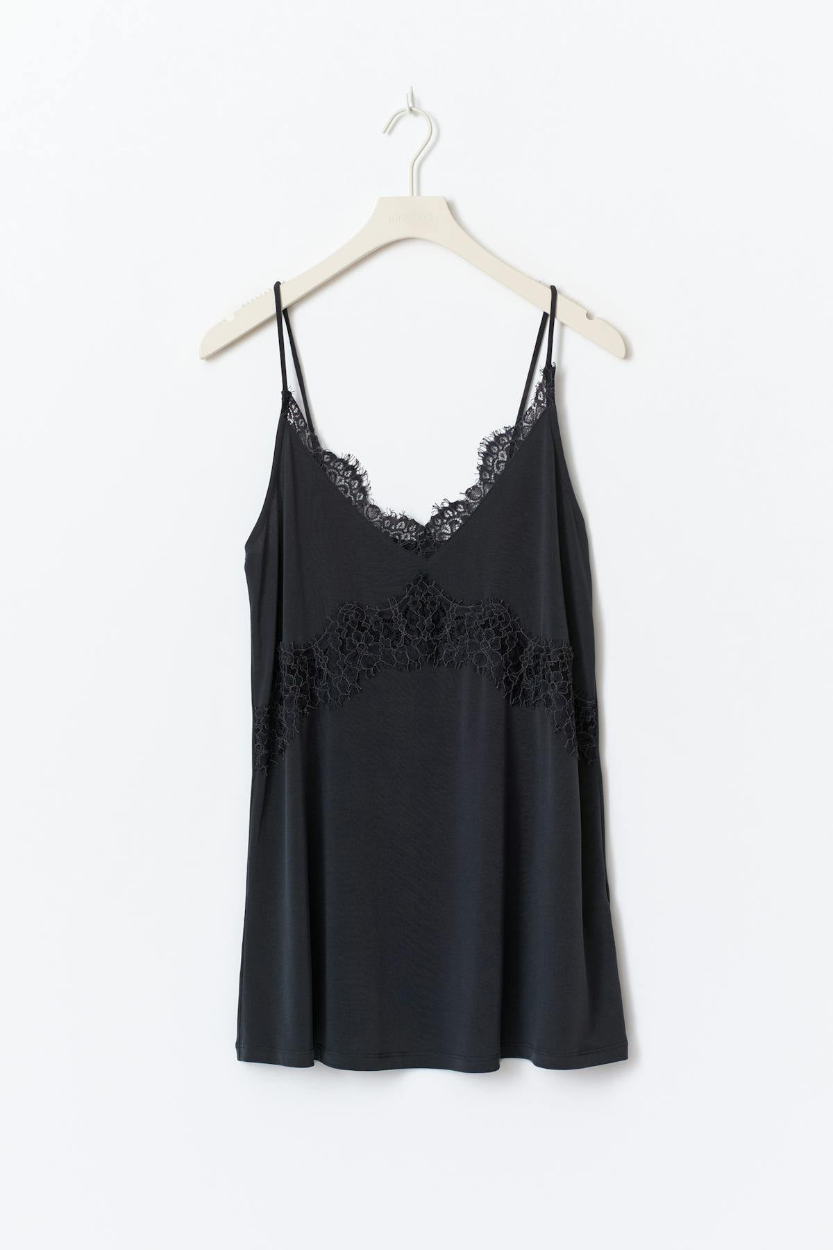 Long lace singlet - Gris anthracite
