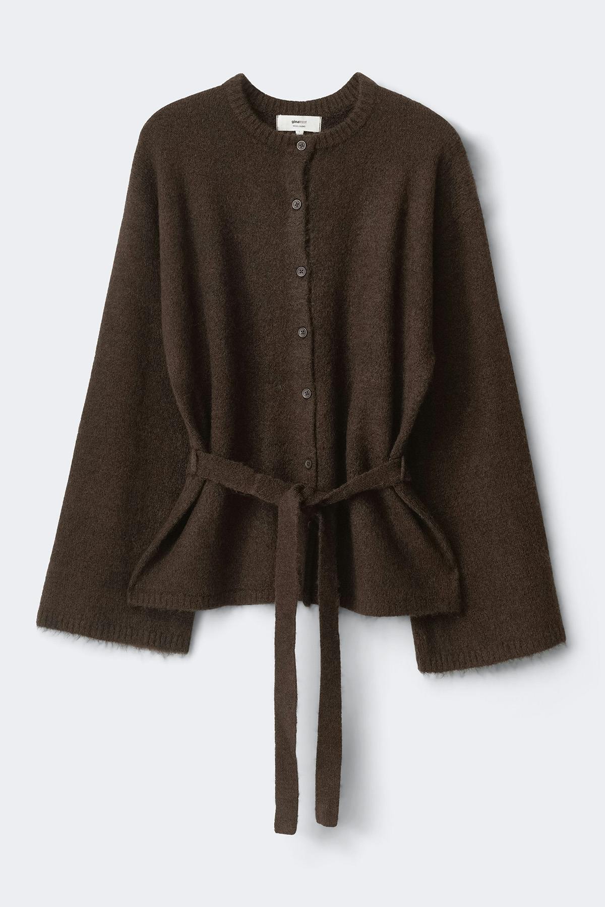 knitted tie cardigan - Sahara sun