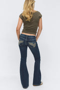 14+ sparkle low flare jeans - Tinted blue