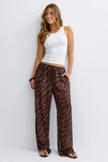 Wide chiffon trousers - Brown/taupe