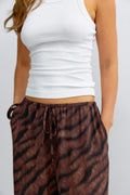 Wide chiffon trousers - Brown/taupe