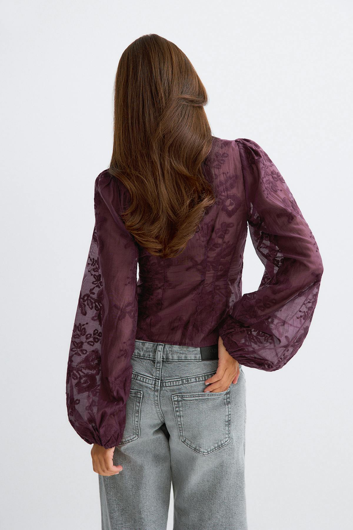Shaped blouse - Purple/stripe