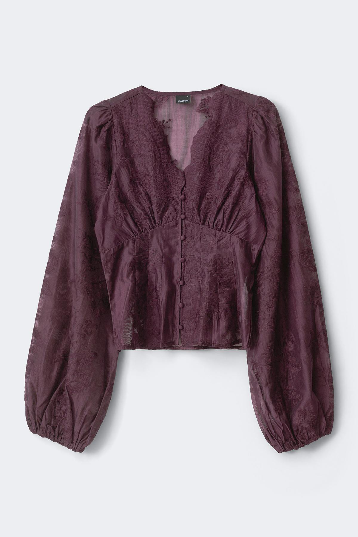 Shaped blouse - Purple/stripe