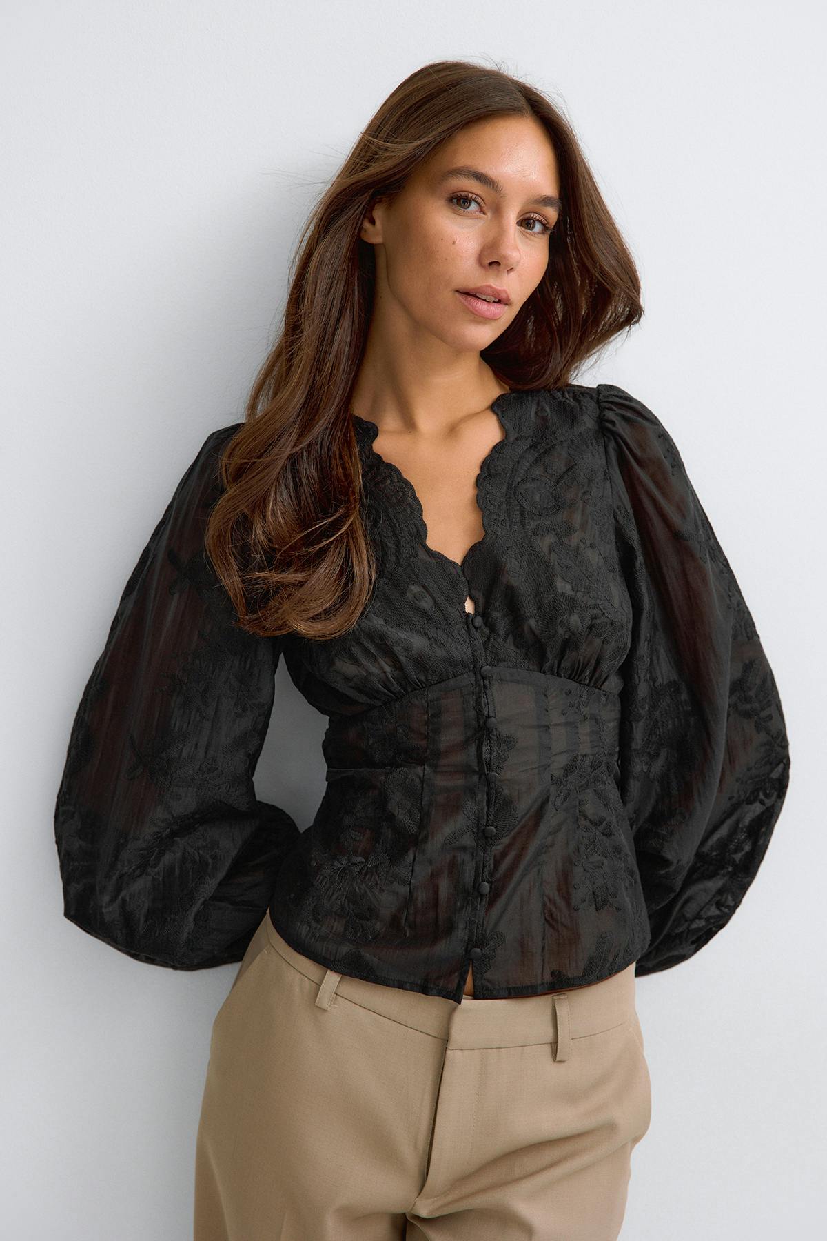 Shaped blouse - Blue/stripe