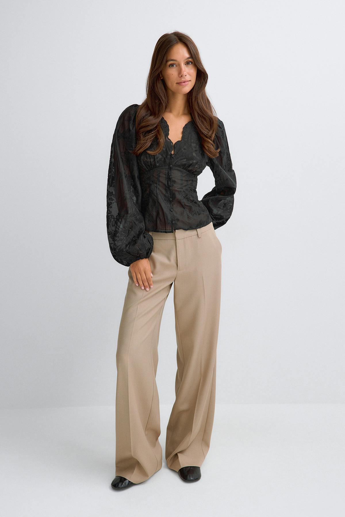 Shaped blouse - Blue/stripe