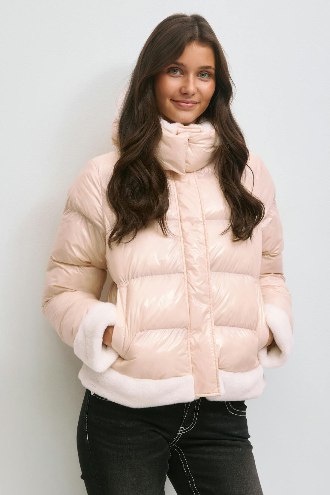 14+ padded fur jacket - Rose clair
