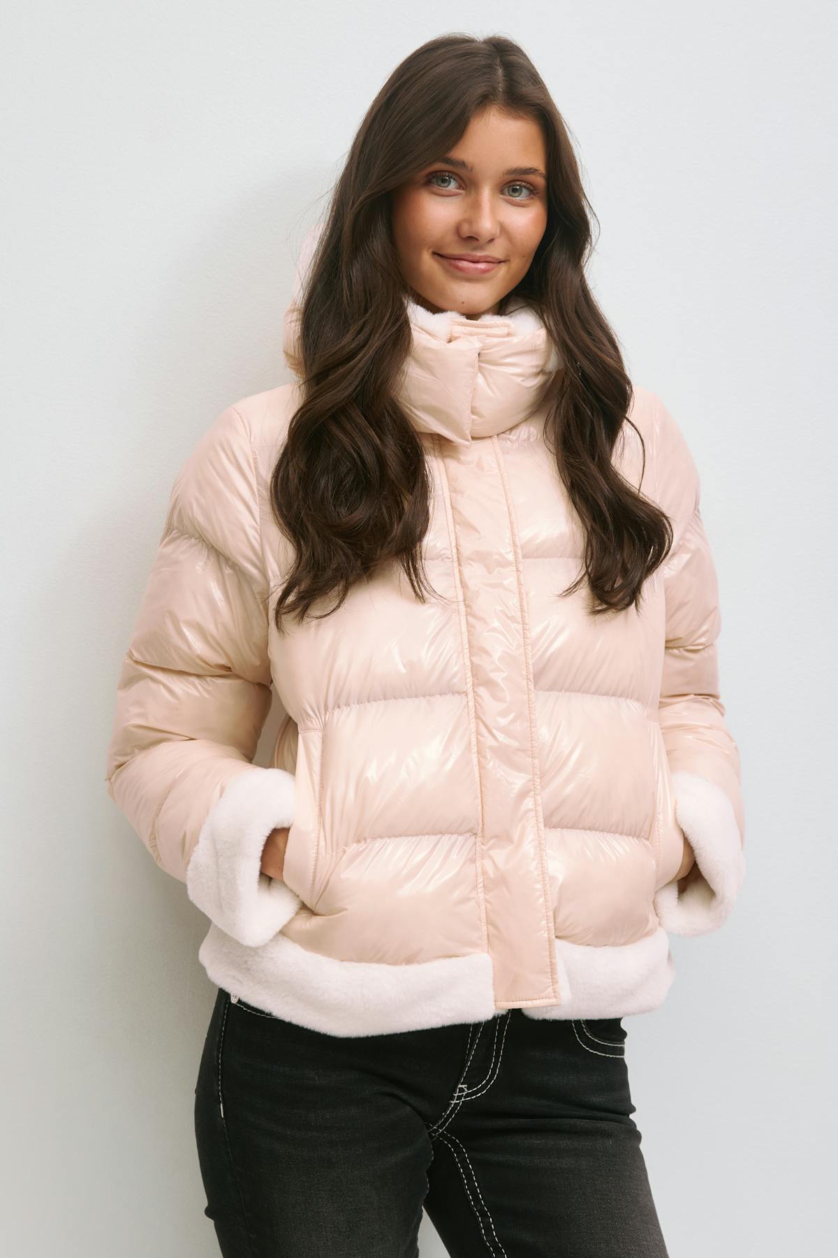 14+ padded fur jacket - Rose clair