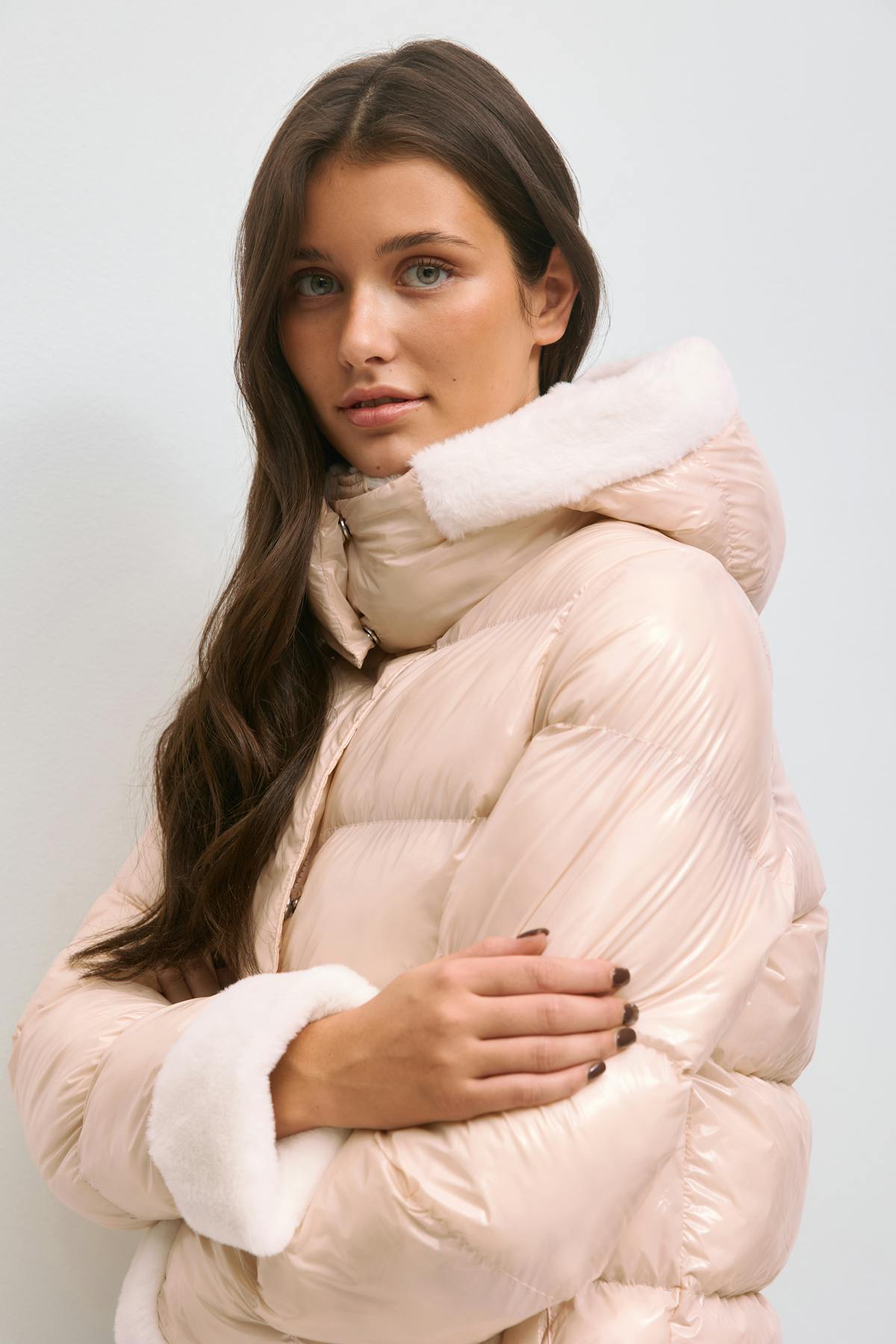 14+ padded fur jacket - Rose clair
