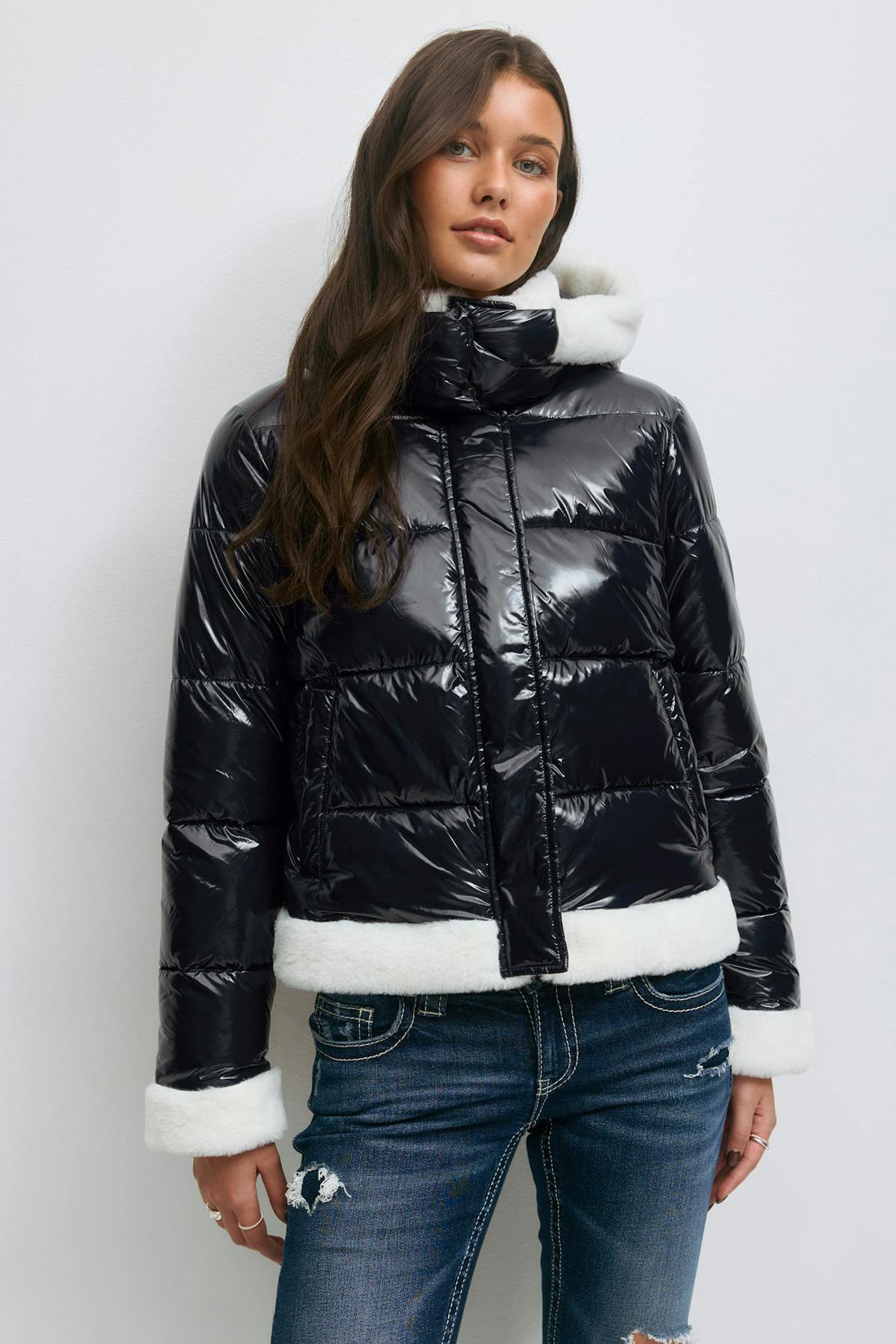 14+ padded fur jacket - Bleu marine