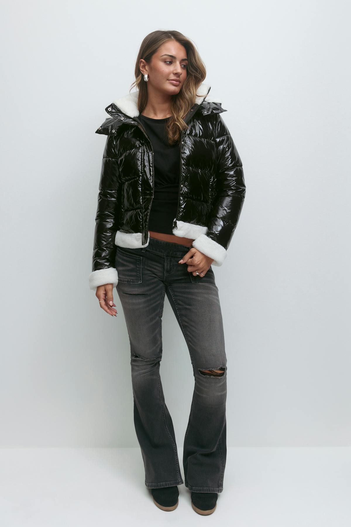 14+ padded fur jacket - Noir