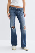 14+ hip hug loose jeans tall - Mid blue