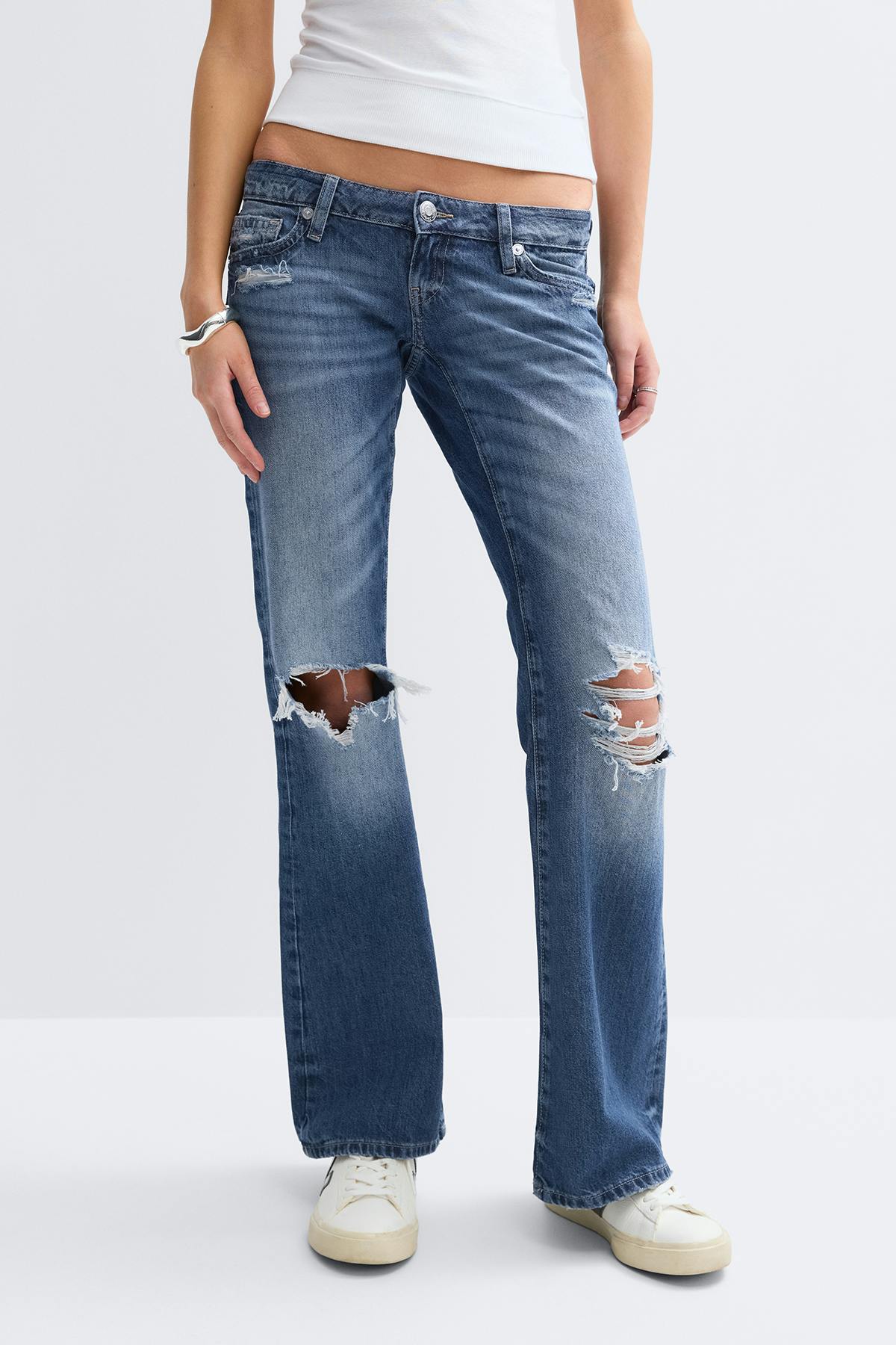 14+ hip hug loose jeans tall - Mid blue