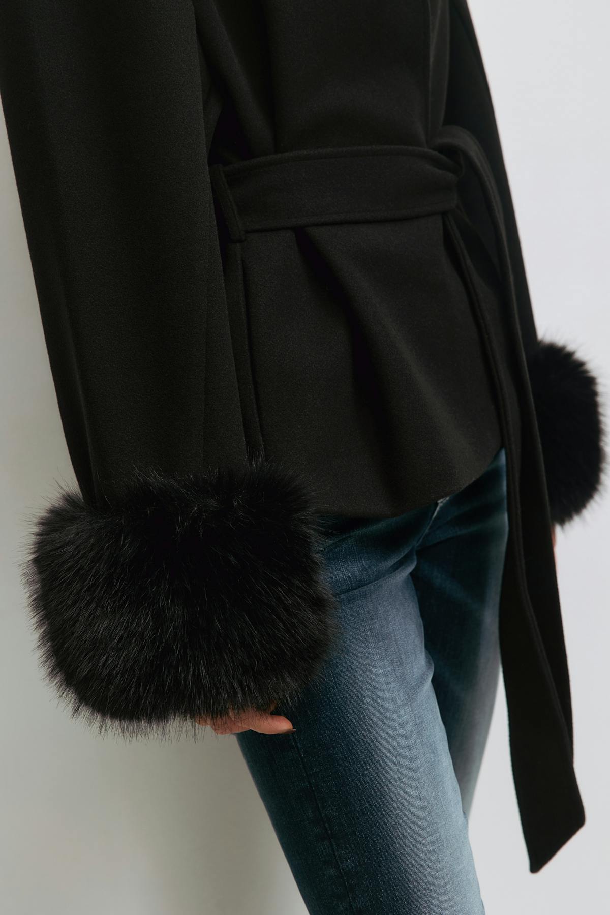 14+ shaped fur felt jacket - Noir
