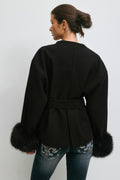 14+ shaped fur felt jacket - Noir