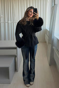 14+ shaped fur felt jacket - Noir