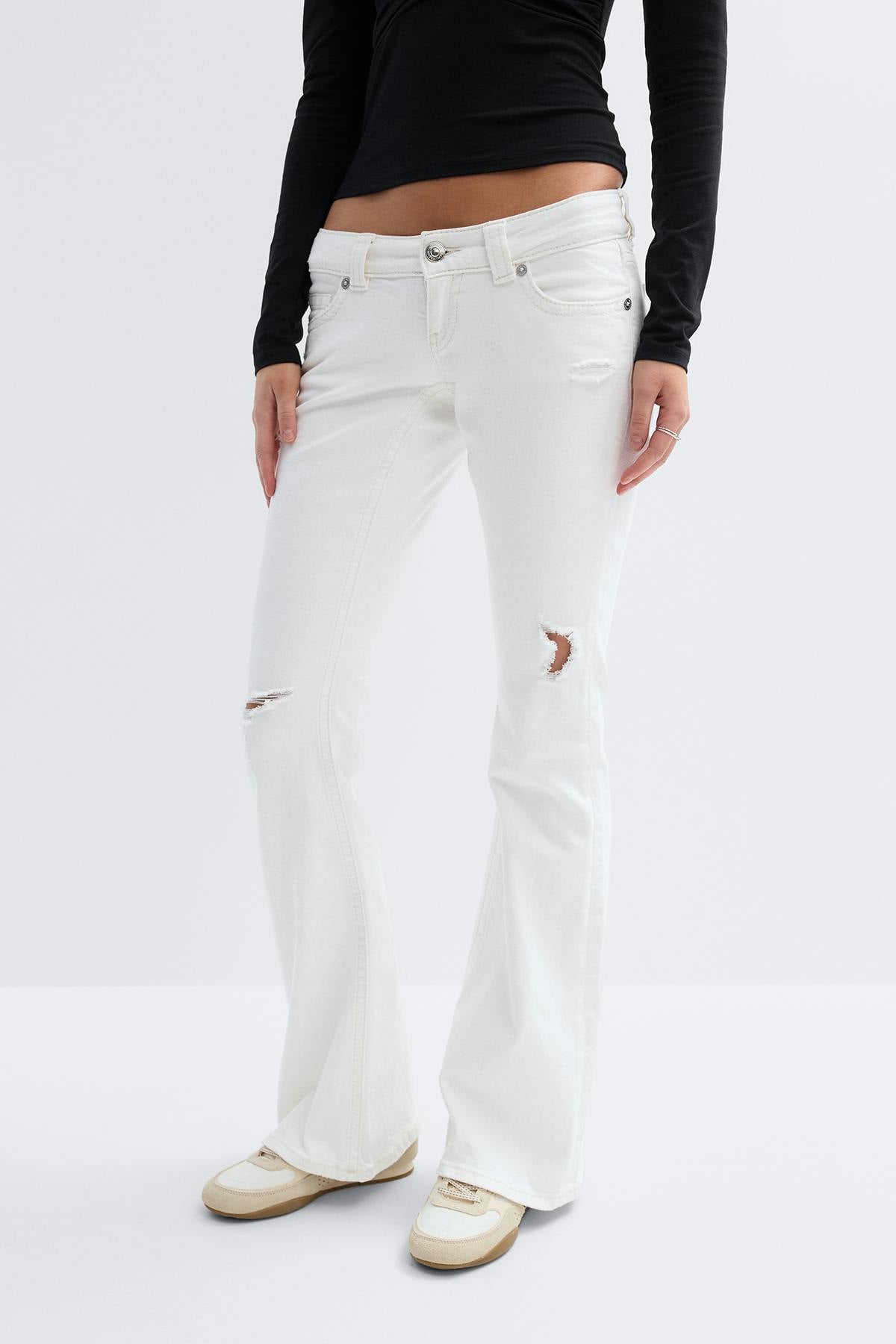 14+ low rise flare jeans tall - Blanc