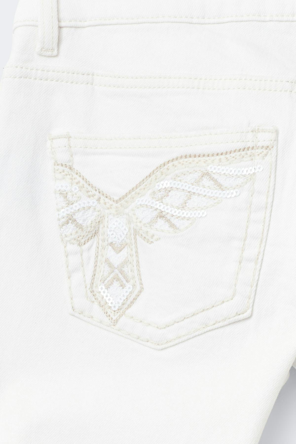 14+ pleated flare jeans tall - Blanc