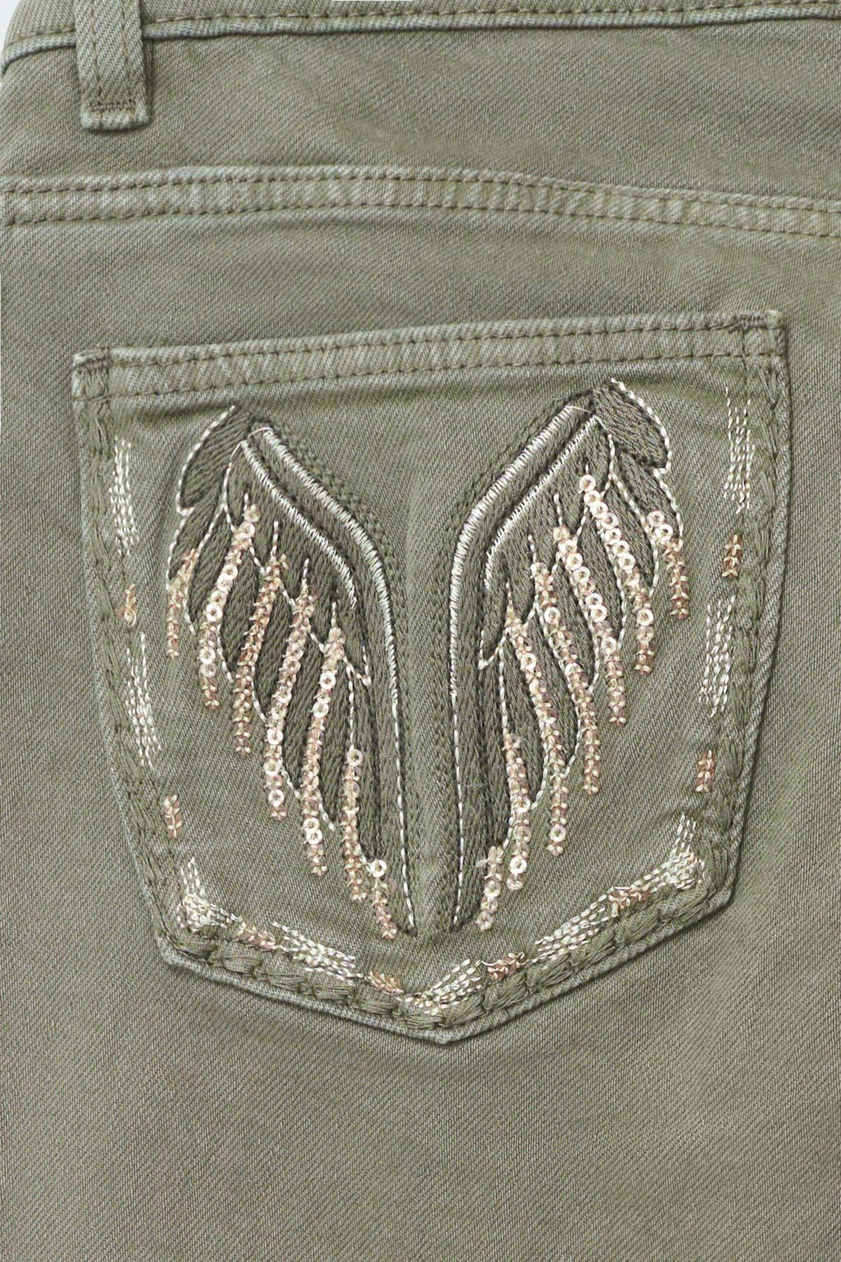 14+ pleated flare jeans tall - Army green