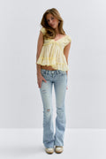 14+ the cross low flare jeans - Lt blue ripped