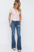 14+ the cross low flare jeans - Mid blue