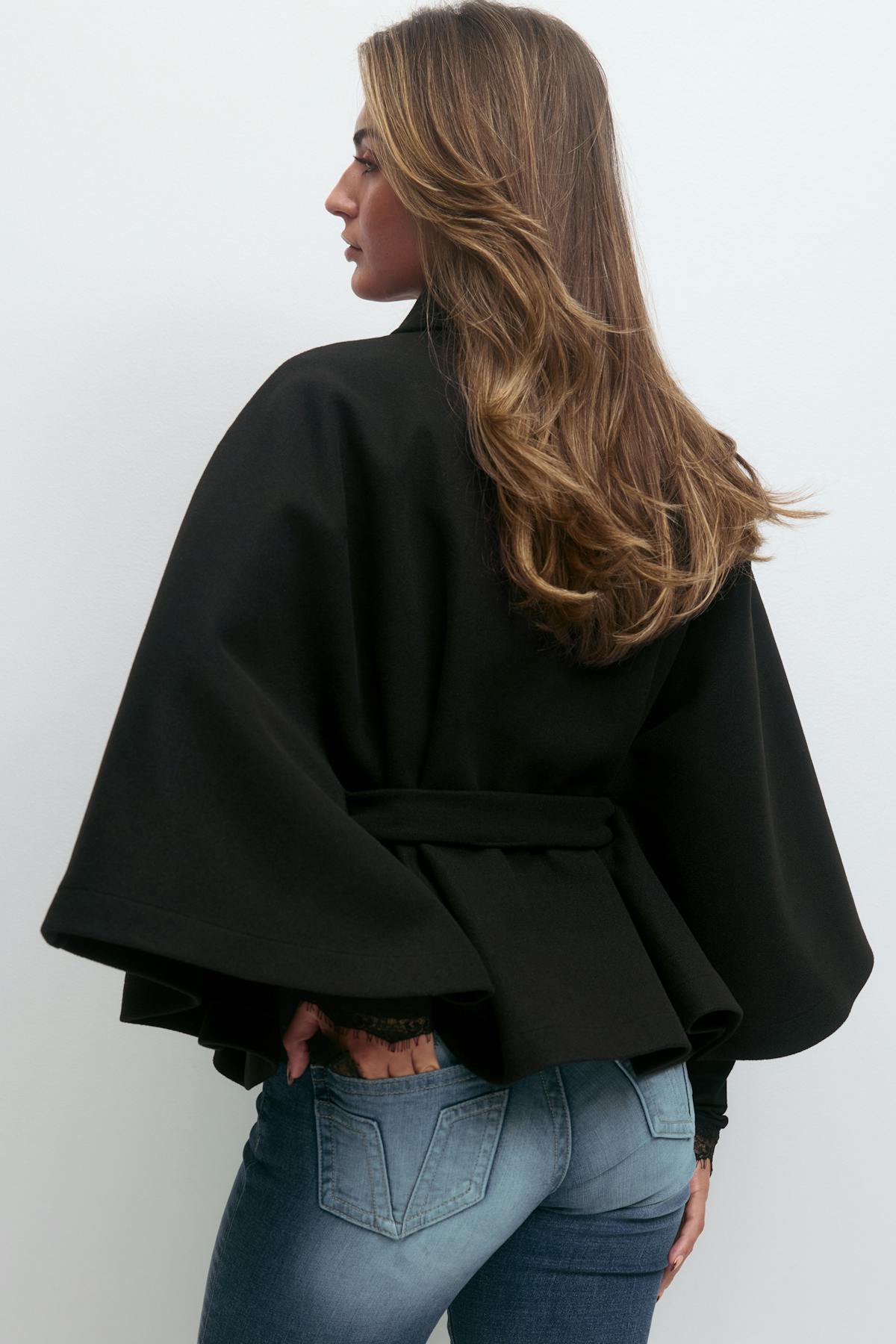14+ belted cape - Bleu marine