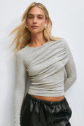 Ruched drapy top - Grey melange