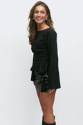 14+ ruched long sleeve top - Noir