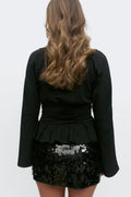 14+ ruched long sleeve top - Noir
