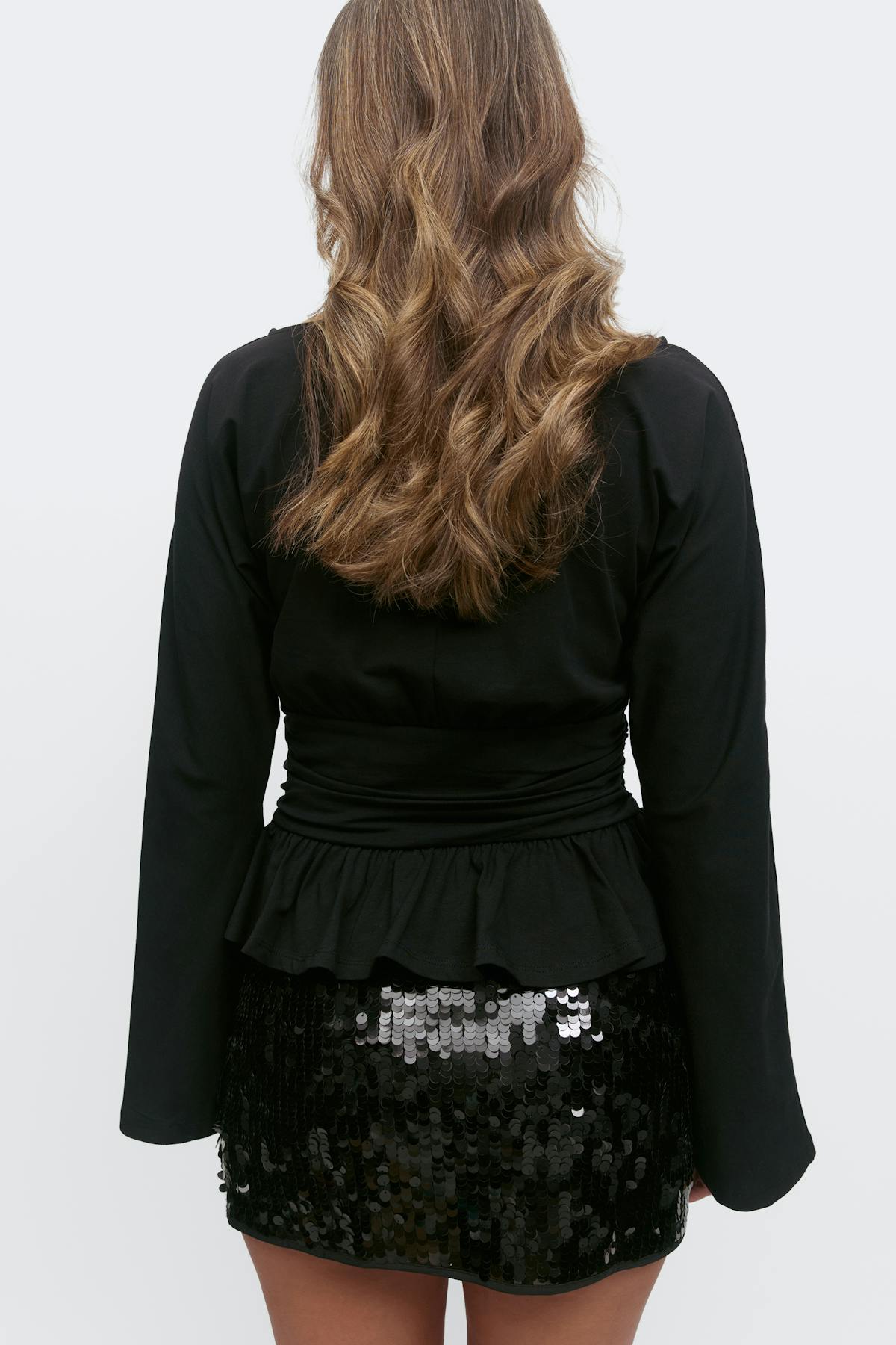 14+ ruched long sleeve top - Noir