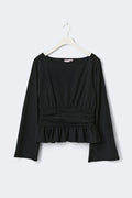 14+ ruched long sleeve top - Noir