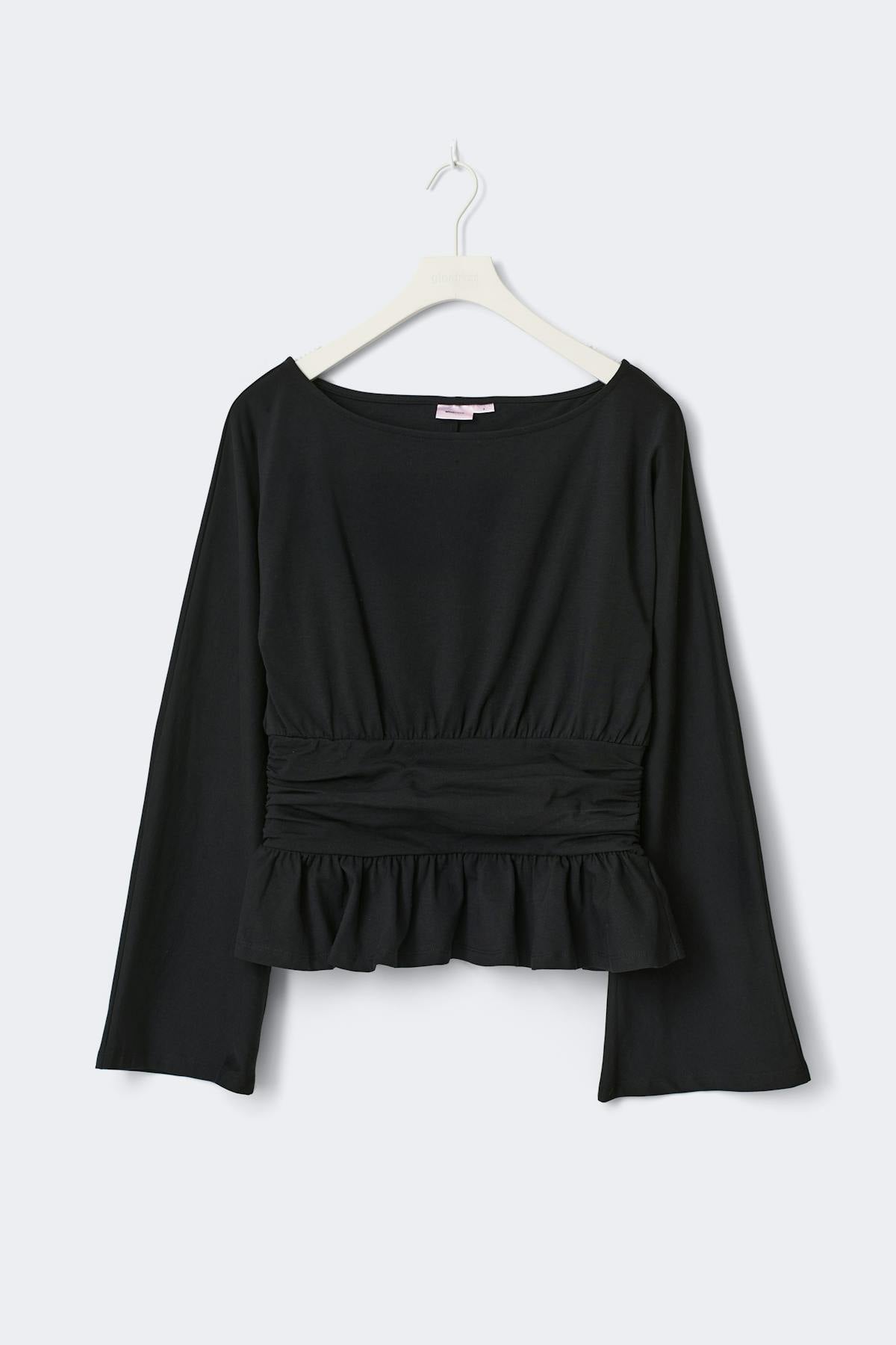 14+ ruched long sleeve top - Noir