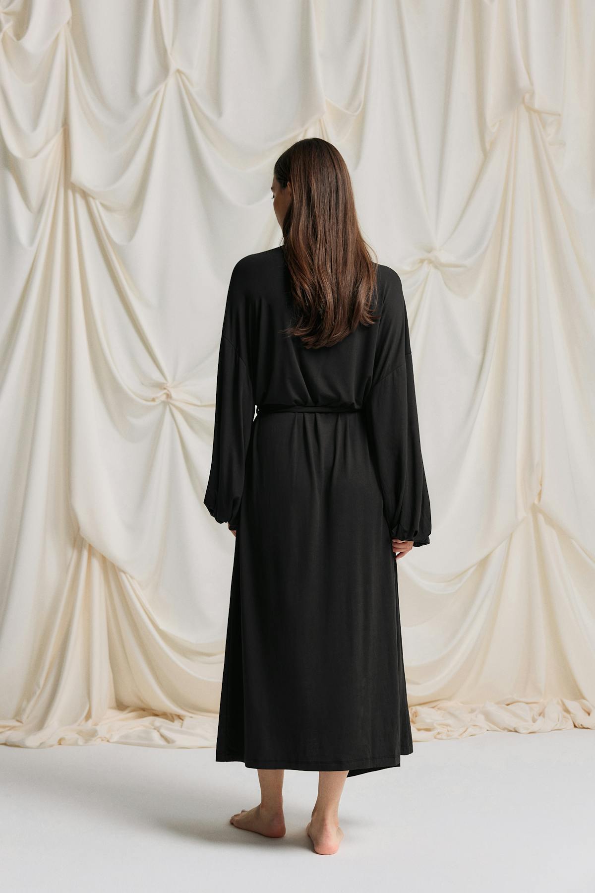 Balloon sleeve loungewear robe - Noir