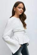 Y ruched long sleeve top - Blanc