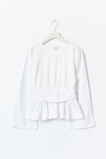 Y ruched long sleeve top - Blanc