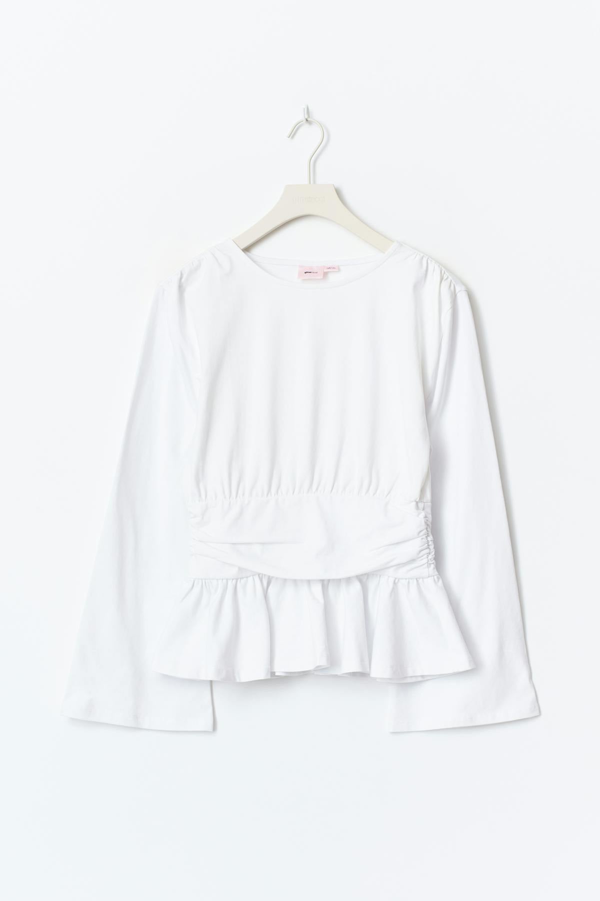Y ruched long sleeve top - Blanc