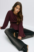 Y ruched long sleeve top - Bordeaux