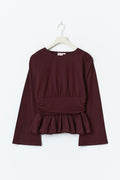 Y ruched long sleeve top - Bordeaux