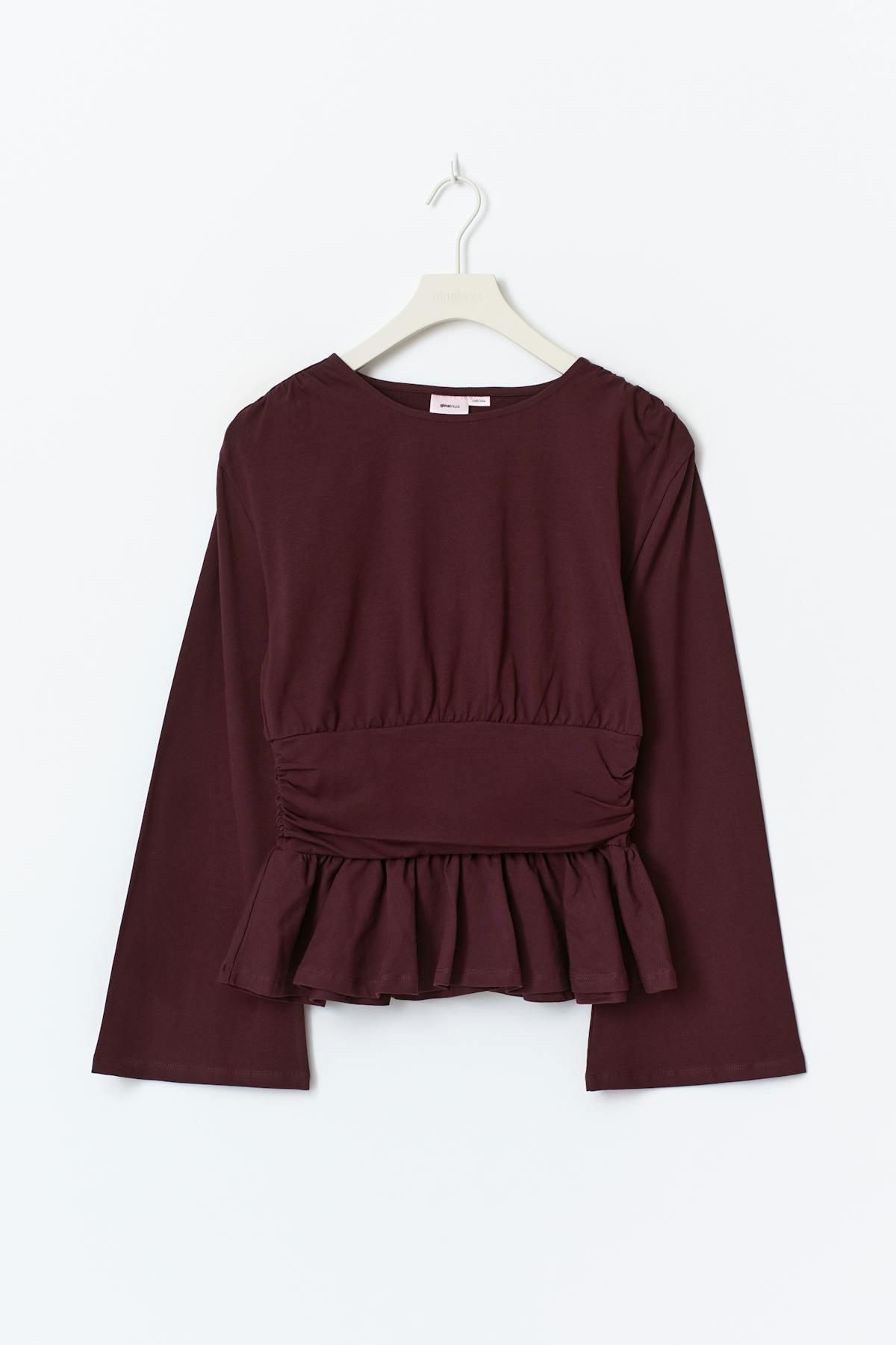 Y ruched long sleeve top - Bordeaux
