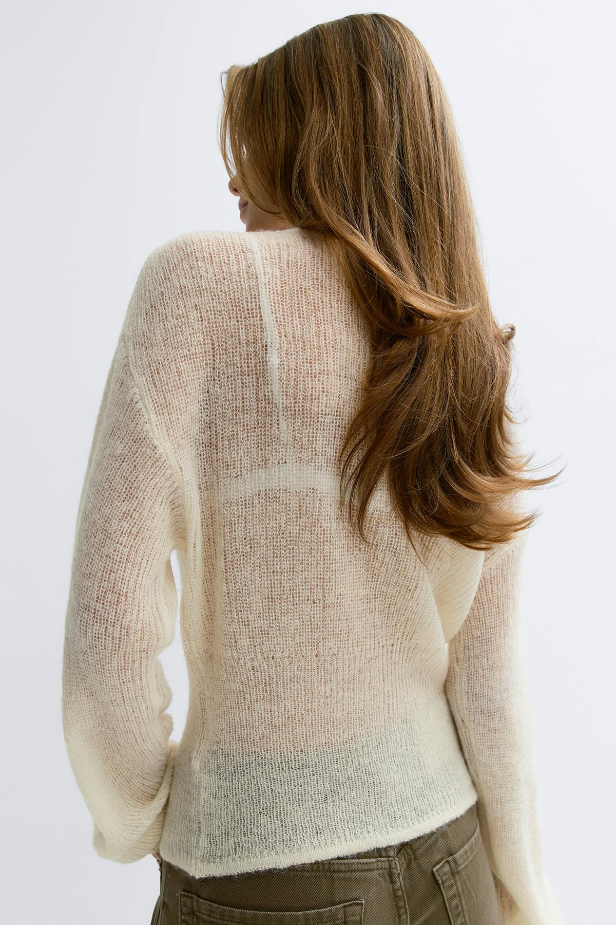 Knitted sheer cardigan - Noir