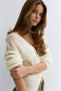 Knitted sheer cardigan - Blanc cassé