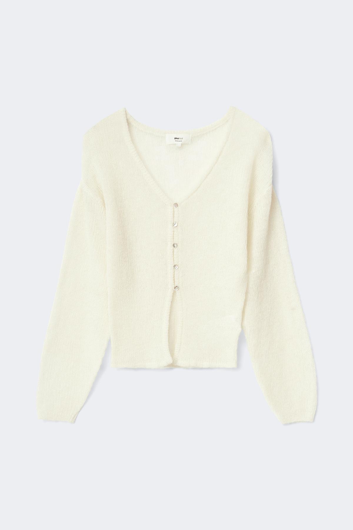 Knitted sheer cardigan - Blanc cassé