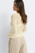 Knitted sheer cardigan - Vanilla yellow