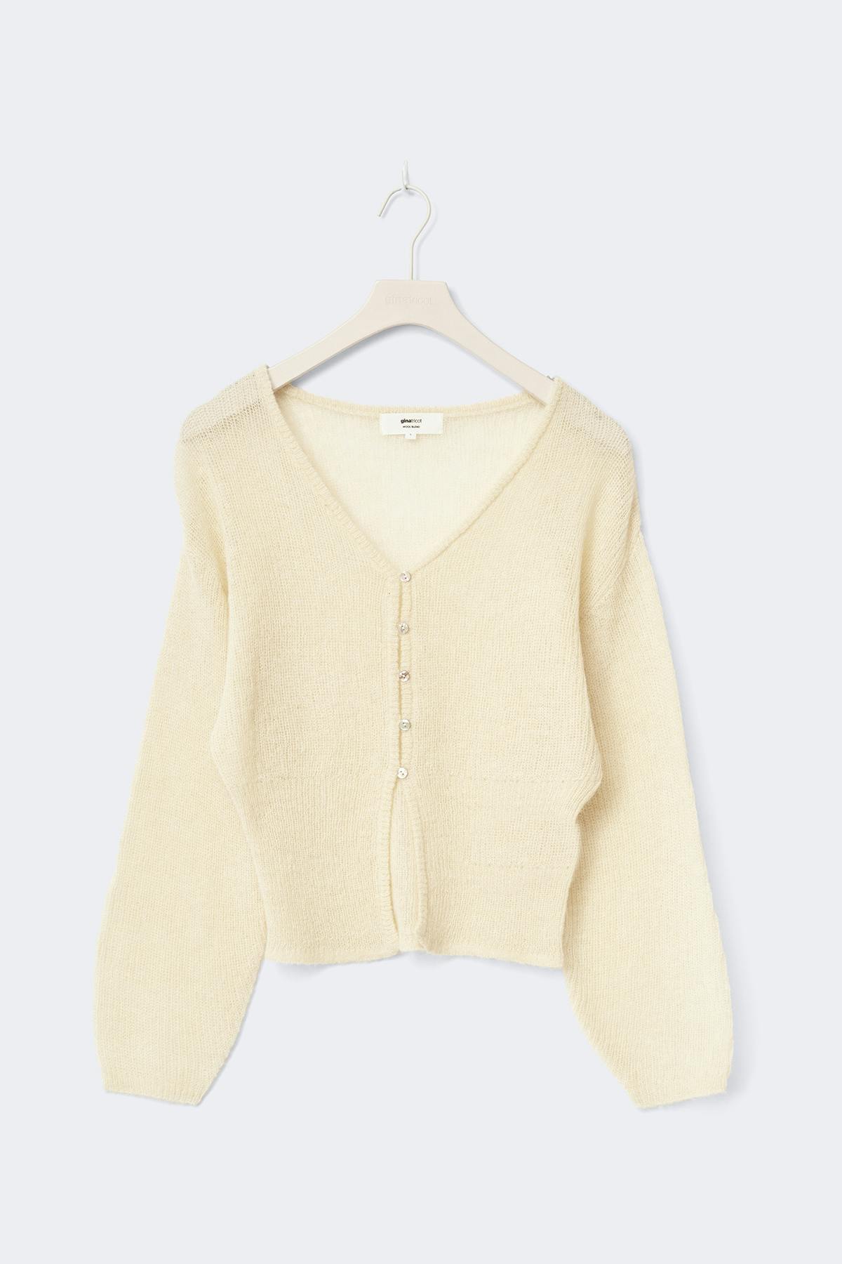 Knitted sheer cardigan - Vanilla yellow
