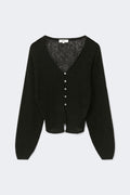 Knitted sheer cardigan - Noir