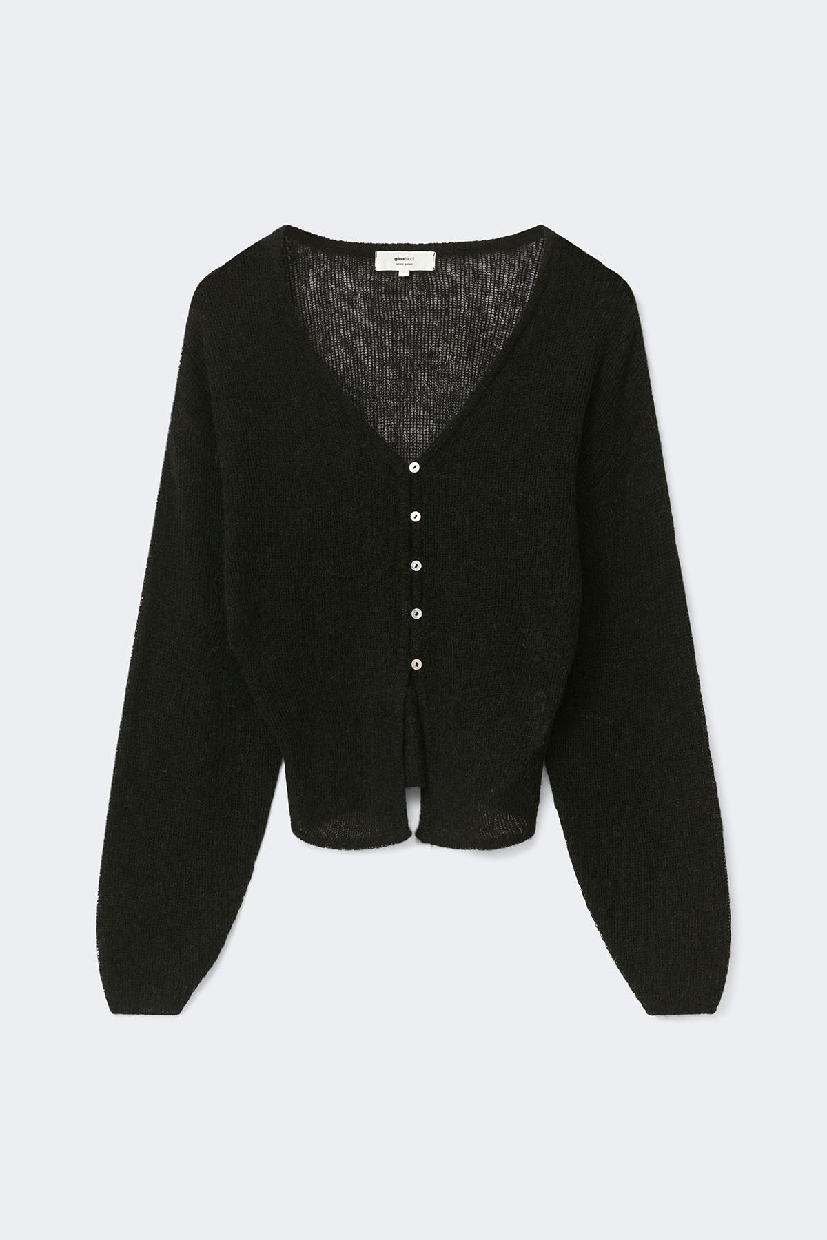 Knitted sheer cardigan - Noir